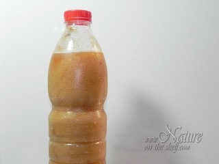 Fresh pear juice in plastic bottle