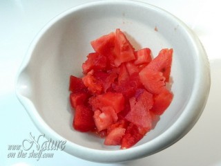 Watermelon pieces prepared for blending