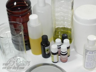 Ingredients and equipment for homemade hair oil