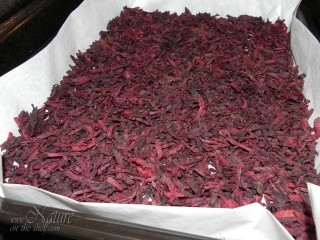 Drying of grated beet roots