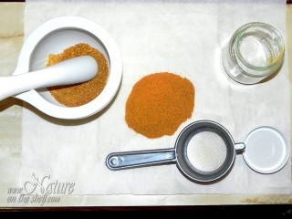 Making homemade orange zest powder